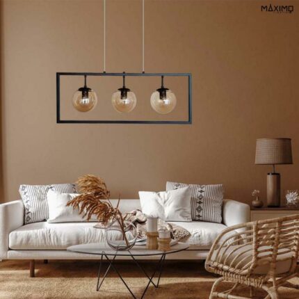 Pendelleuchte mit 3 champagnerfarbenen
 Glasschirmen - Modell LEXINGTON 3