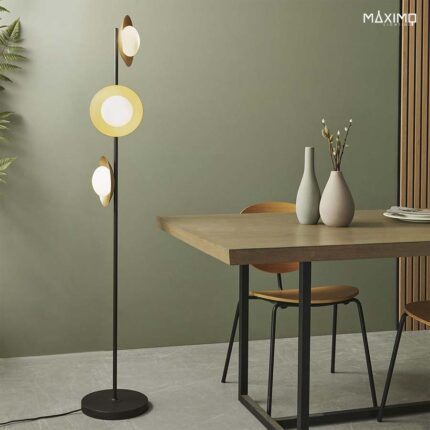 Lámpara de Salón Moderna en colores Negro, Dorado y Blanco, Modelo EMA