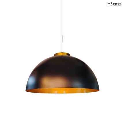 Halbkugelförmige Hängeleuchte in Schwarz
und Gold - Modell JASPER BK