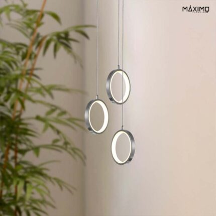 Silberne Hängeleuchte mit 3 Ringen -
Modell ANABEL 3