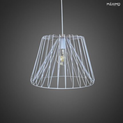 Lámpara Colgante de Metal Blanca con Forma Cónica Modelo MILORD WH