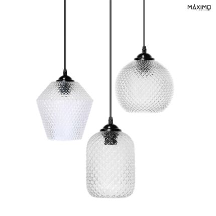 Pendelleuchte im Vintage-Stil mit 3
 Glasformen - Modell SIRIUS