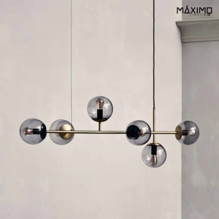 Lineare Pendelleuchte mit 6
Lampenschirmen - TAMARA 12 GOLD/SL