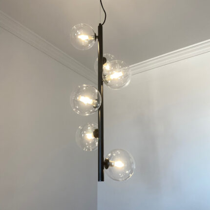 Lámpara Colgante Vertical con 6 Tulipas de Cristal Transparente - ELVIRA 6