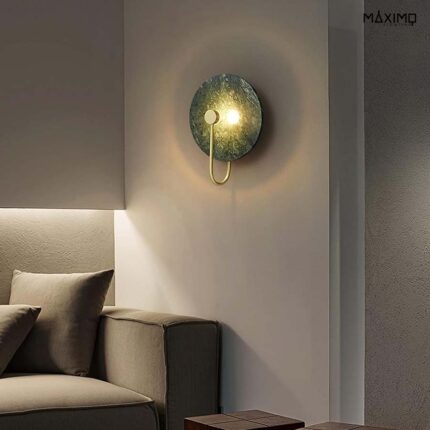 Lámpara de Pared Redonda de Mármol Verde Modelo LIMA