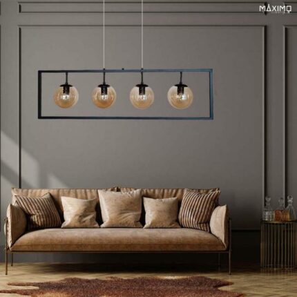 Pendelleuchte mit 4 champagnerfarbenen
 Glasschirmen - Modell LEXINGTON 4