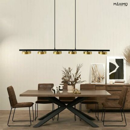 Lineare LED-Hängeleuchte Farbe Schwarz
 und Gold Modell LED MONY AD