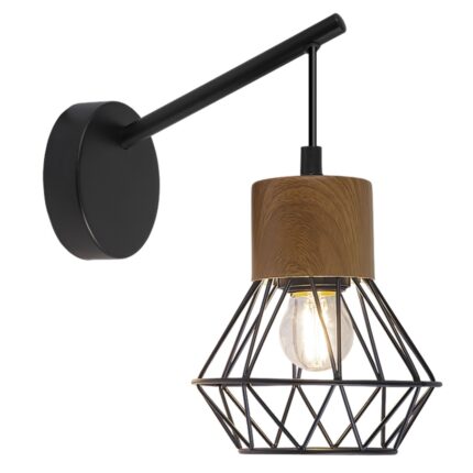 ANTIBES WANDLEUCHTE SCHWARZ UND HOLZ 1 X
60W E-27