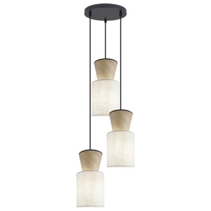 COLGANTE 3L AOSTA BEIG/MADERA 3 X 60W E-27