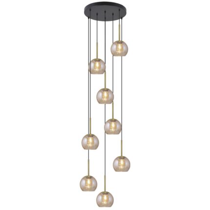 PENDELLEUCHTE 8L.CACELA SCHWARZ-AMBAR 8 X
 60W E-27