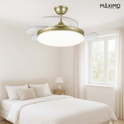 Ventilador DC Tridente 59w 6980lm Reg.intensidad Remoto+temporizador+memoria 3000-4000-6000k